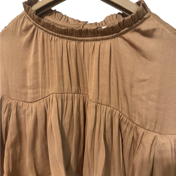 The Drop Tan Ruffled Blouse With Long Ruffled Sleeves - Picture 5 of 7